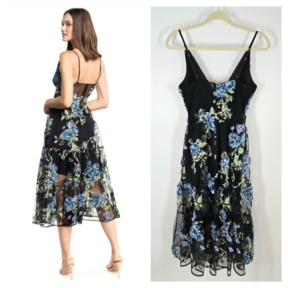 Dress the Population Paulette Floral Midi Dress Women's Size XS Extra Small NEW - Picture 9 of 12